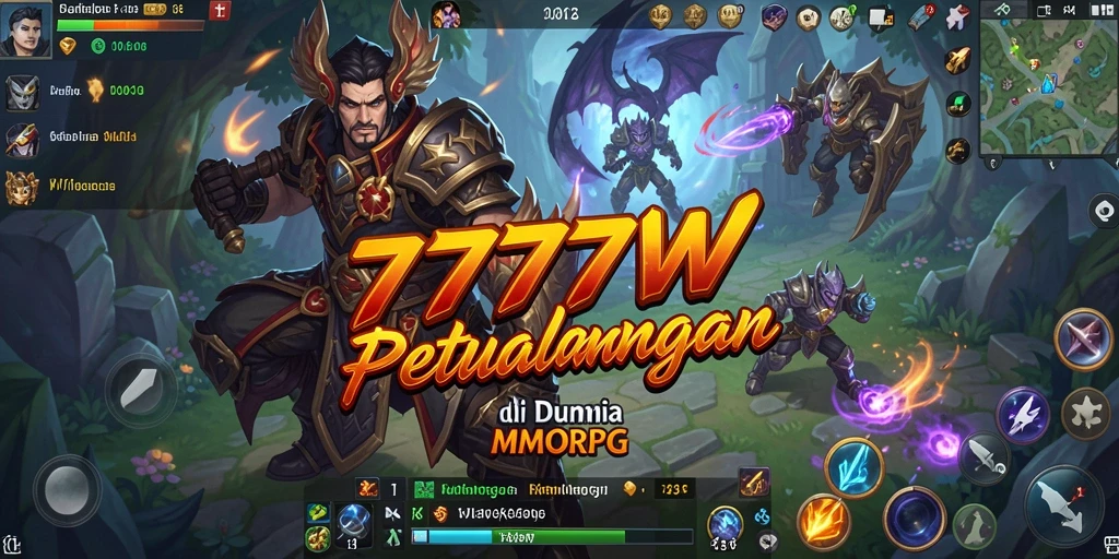 Screenshot gameplay 7777W dengan aksi epik dalam pertempuran MMORPG.