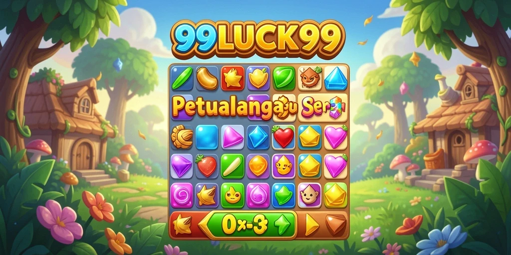 Tampilan gameplay Match-3 yang seru dan penuh warna.