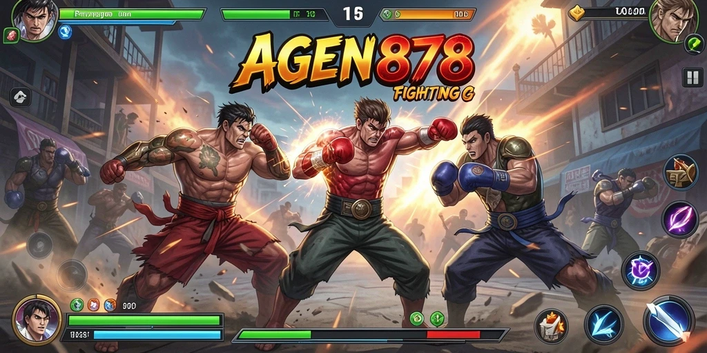 Tampilan gameplay AGEN878 yang menegangkan di arena pertarungan.