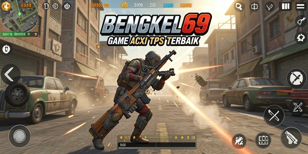 Tampilan gameplay menegangkan dari BENGKEL69 saat bertempur di medan perang.
