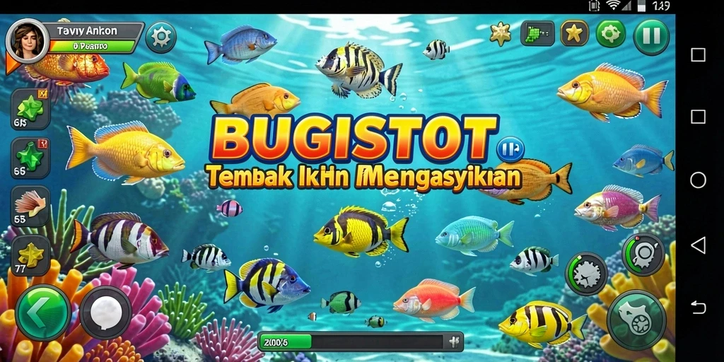 Screenshot gameplay BUGISTOTO yang menunjukkan aksi seru menangkap ikan.