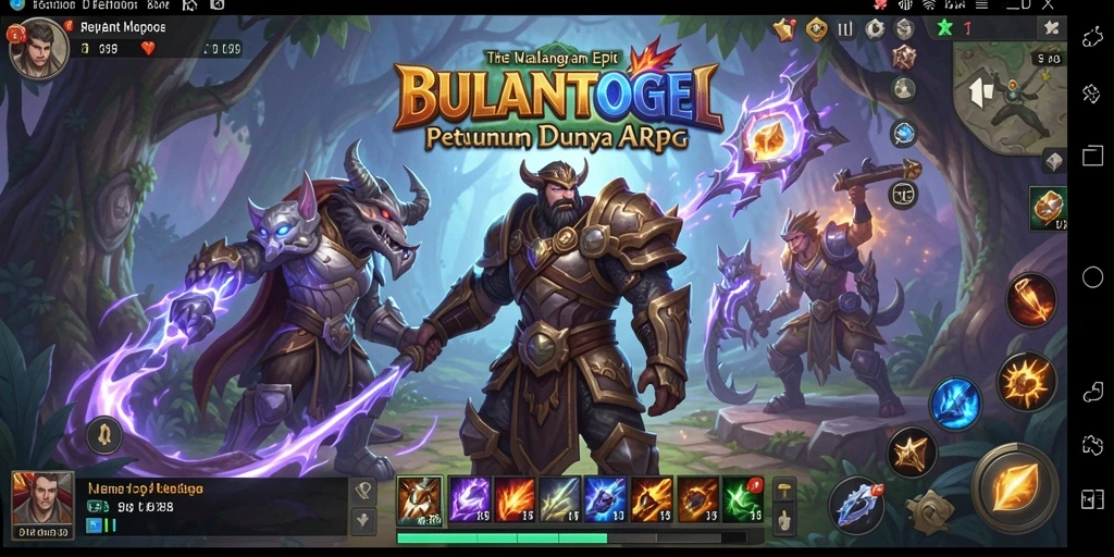 Screenshot gameplay BULANTOGEL yang menunjukkan pertempuran epik ARPG.