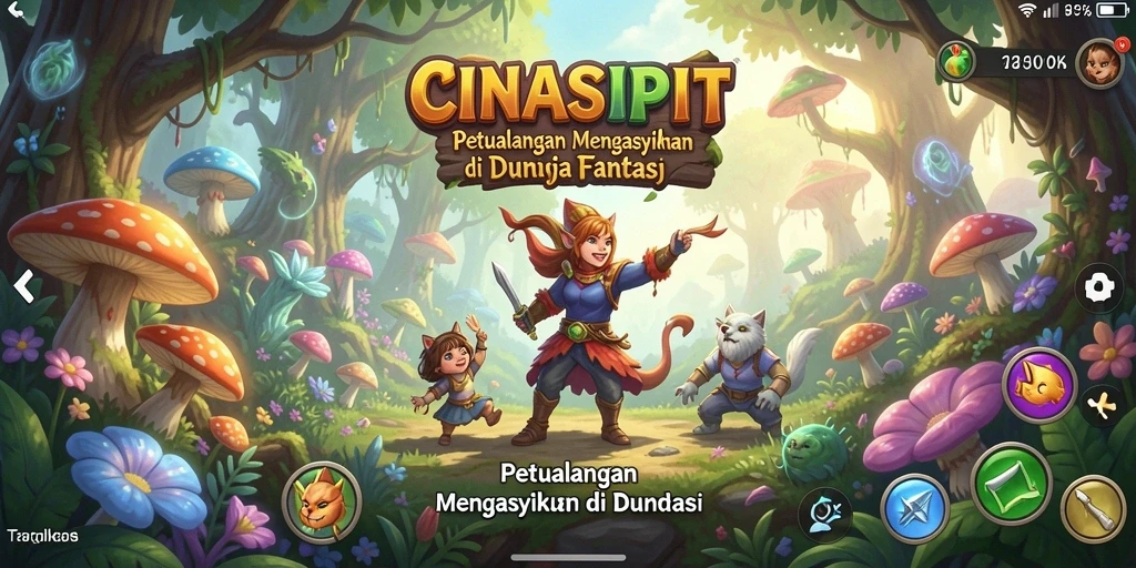 Screenshot utama CINASIPIT menampilkan pertempuran mendebarkan di dunia fantasi.