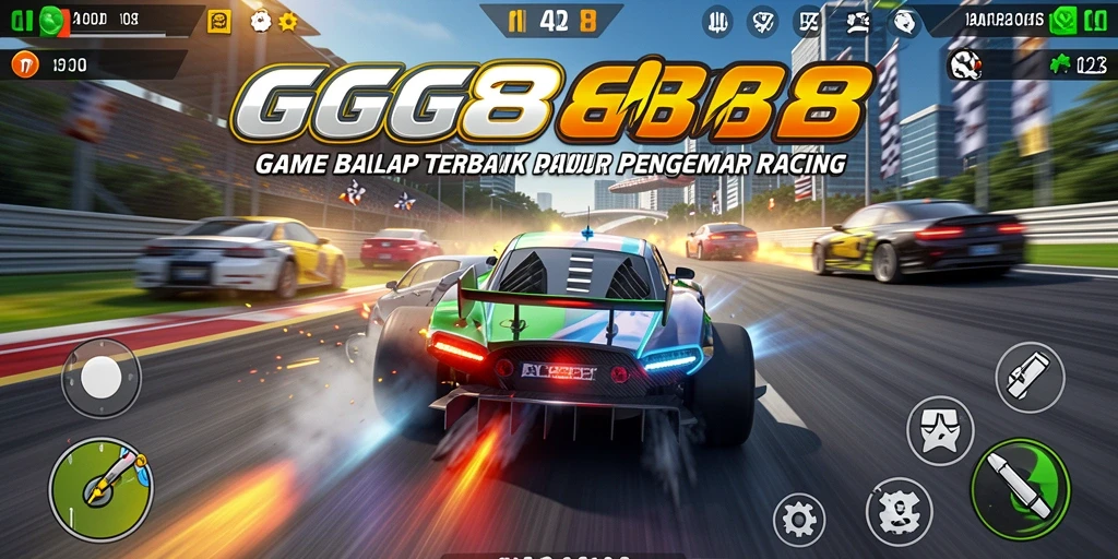 Gameplay GGG888 menampilkan balapan seru dengan mobil kustom dan trek menantang.