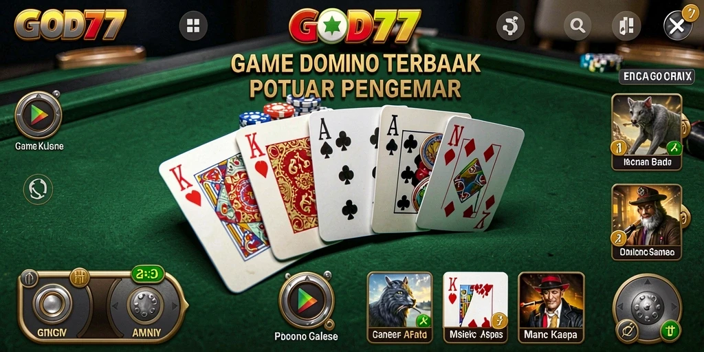 Screenshot gameplay Domino GOD77 menampilkan aksi seru dan interaksi pengguna.