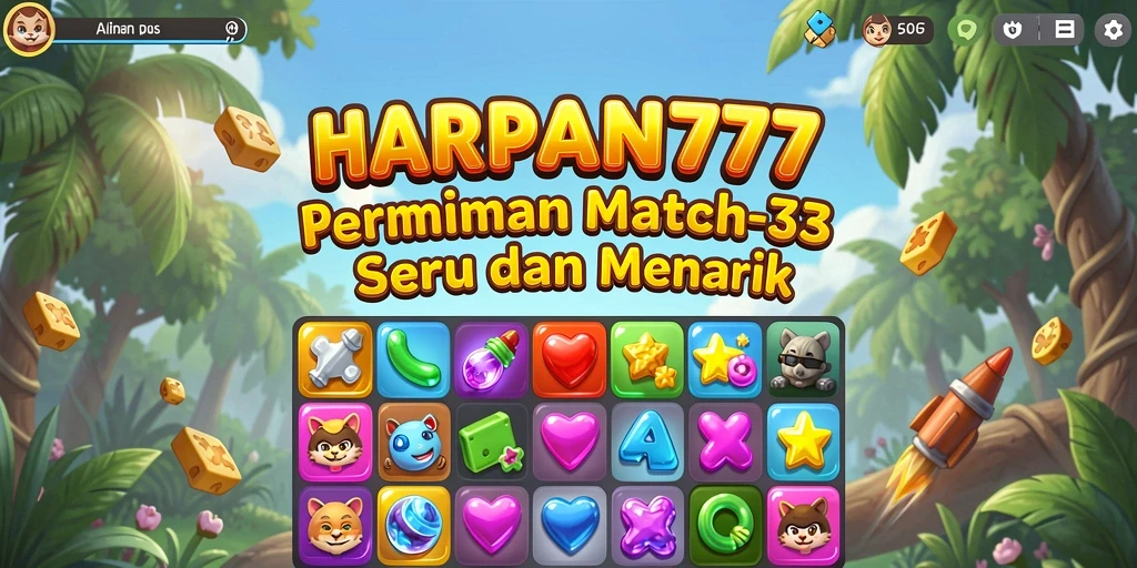 Tampak gameplay menarik dari HARAPAN777 dengan kombinasi Match-3.