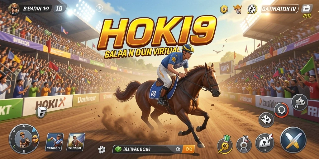 Tampilan gameplay HOKI9 dengan mobil balap yang cepat dan trek menantang.