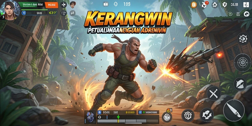 Tampilan gameplay KERANGWIN yang penuh aksi dan seru.