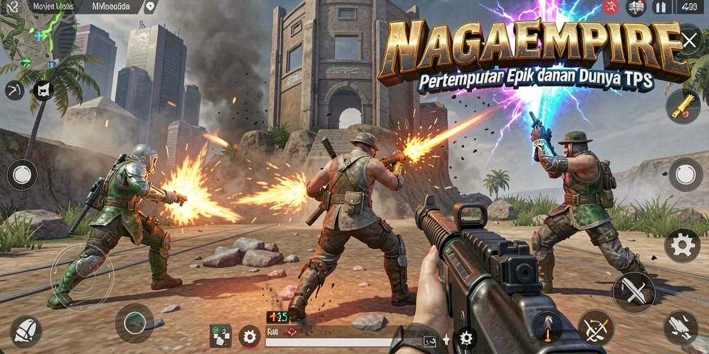 Gameplay NAGAEMPIRE yang seru dan penuh aksi.