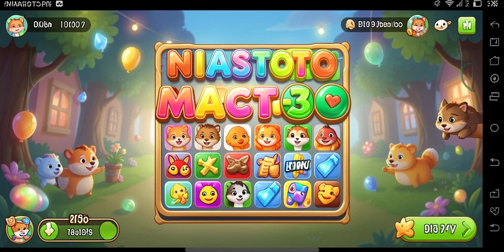 Screenshot gameplay NIASTOTO yang menampilkan tantangan Match-3 yang seru.