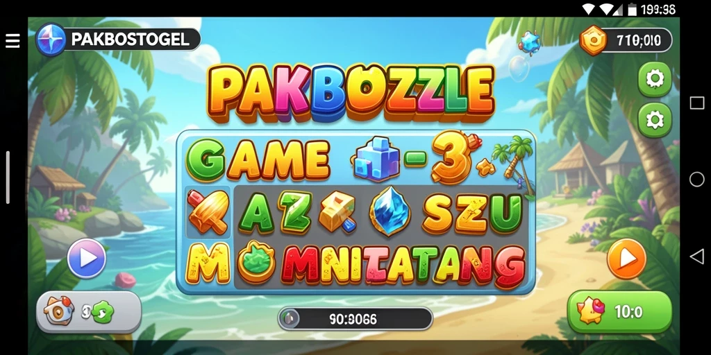 Tampilan gameplay seru PAKBOSTOGEL dengan elemen Match-3 yang menarik.