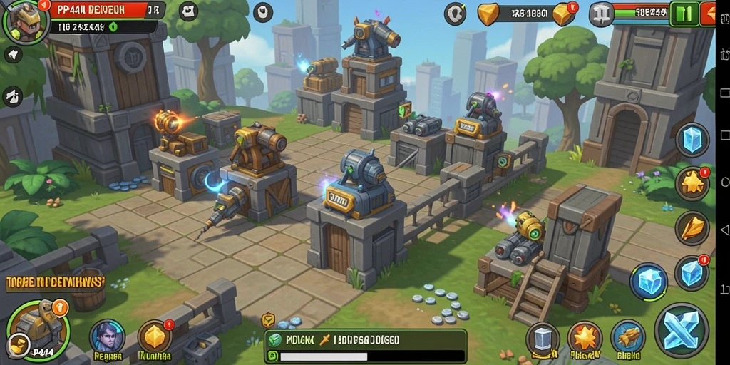 Tampilan gameplay menegangkan dari PP444 yang penuh strategi Tower Defense.