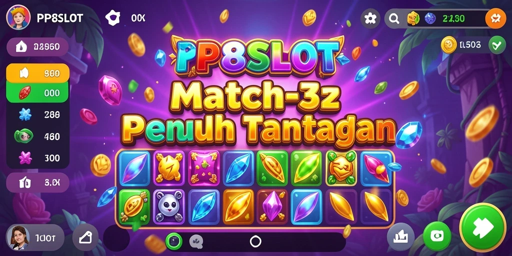 Tampilan gameplay seru PP8SLOT dalam aksi Match-3.