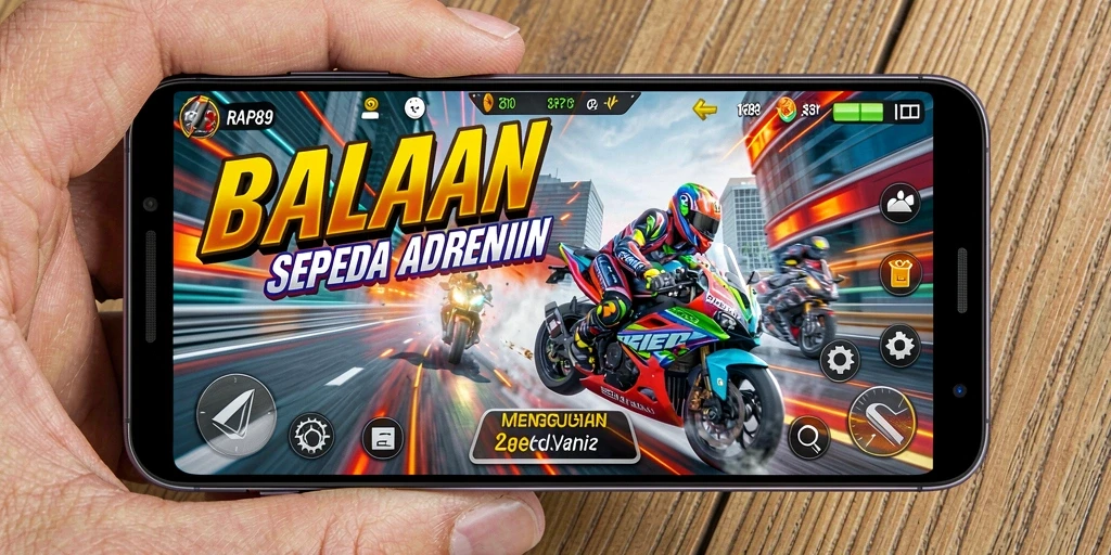 Tangkapan layar gameplay <strong>RAP89</strong> menampilkan aksi balapan penuh kecepatan.