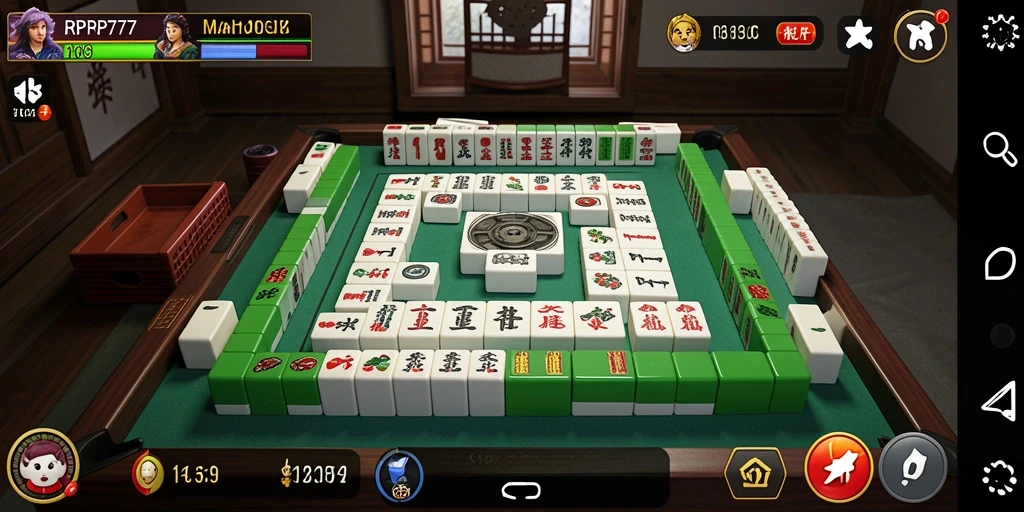 Tampilan gameplay seru dari RPRP777 dalam permainan Mahjong.