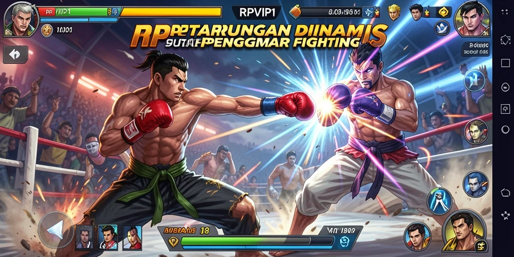 Screenshot RPVIP1 menampilkan pertarungan seru antara dua karakter.