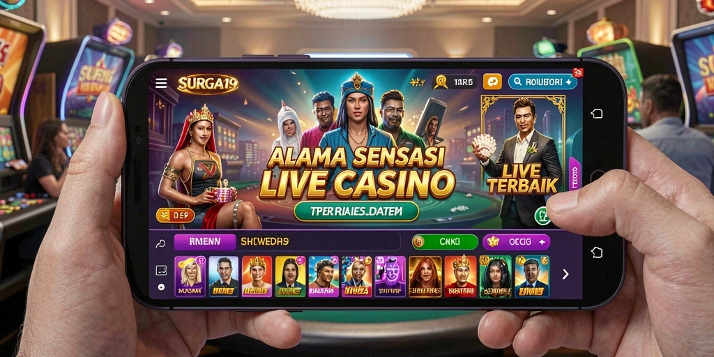Tampilan gameplay SURGA19 dengan dealer profesional di Live Casino.