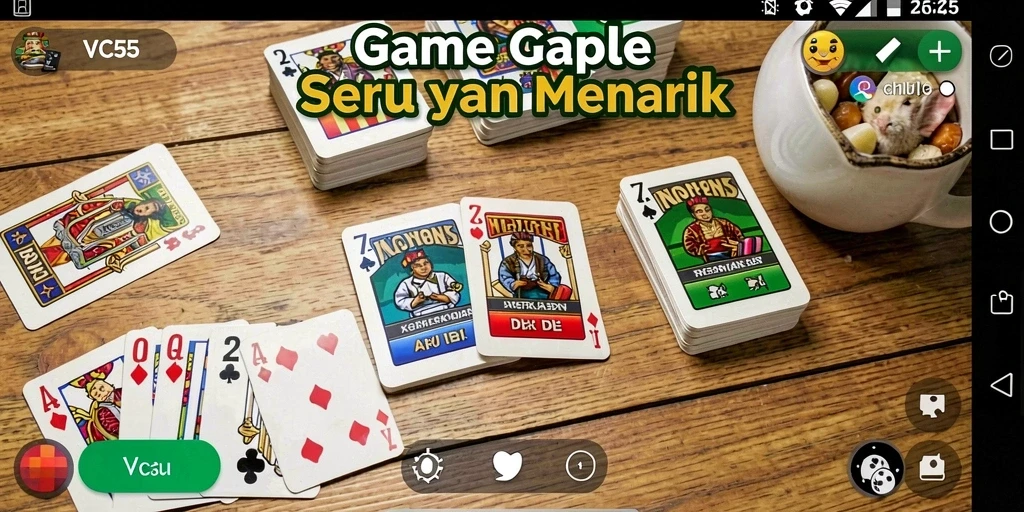 Tampilan gameplay VC55 yang menggambarkan permainan Gaple yang seru.